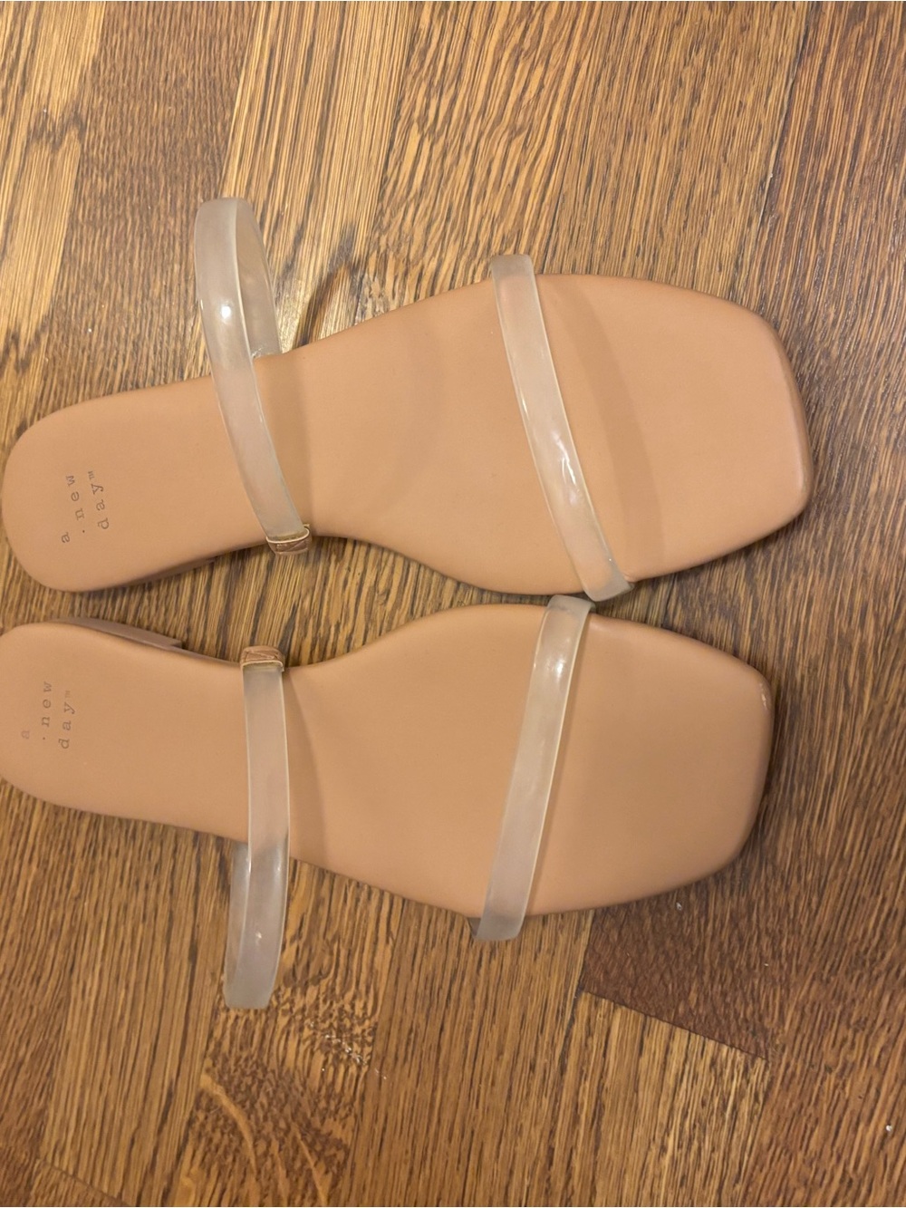a new day Nude Slide Sandals with Clear Straps